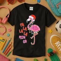 Fa La La La Min Go Flamingo Christmas Kids T-Shirt thumb 3