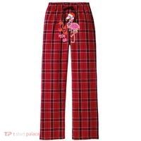 Fa La La La Min Go Flamingo Christmas Women's Flannel Plaid Pajama Pants thumb 0