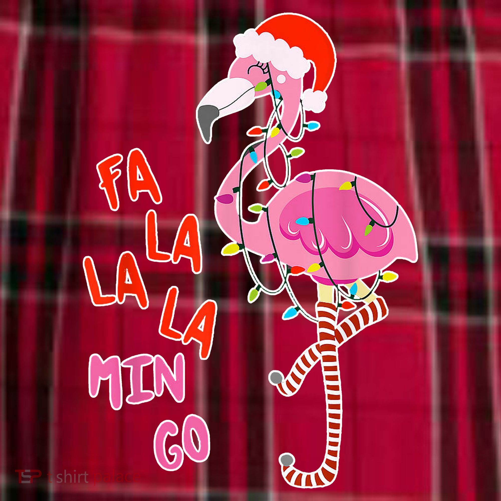 Fa La La La Min Go Flamingo Christmas Women's Flannel Plaid Pajama Pants