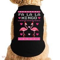Fa la la Mingo Cute Pink Flamingo Santa Hat Merry Christmas Doggie Tank thumb 0