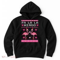 Fa la la Mingo Cute Pink Flamingo Santa Hat Merry Christmas Hoodie thumb 0