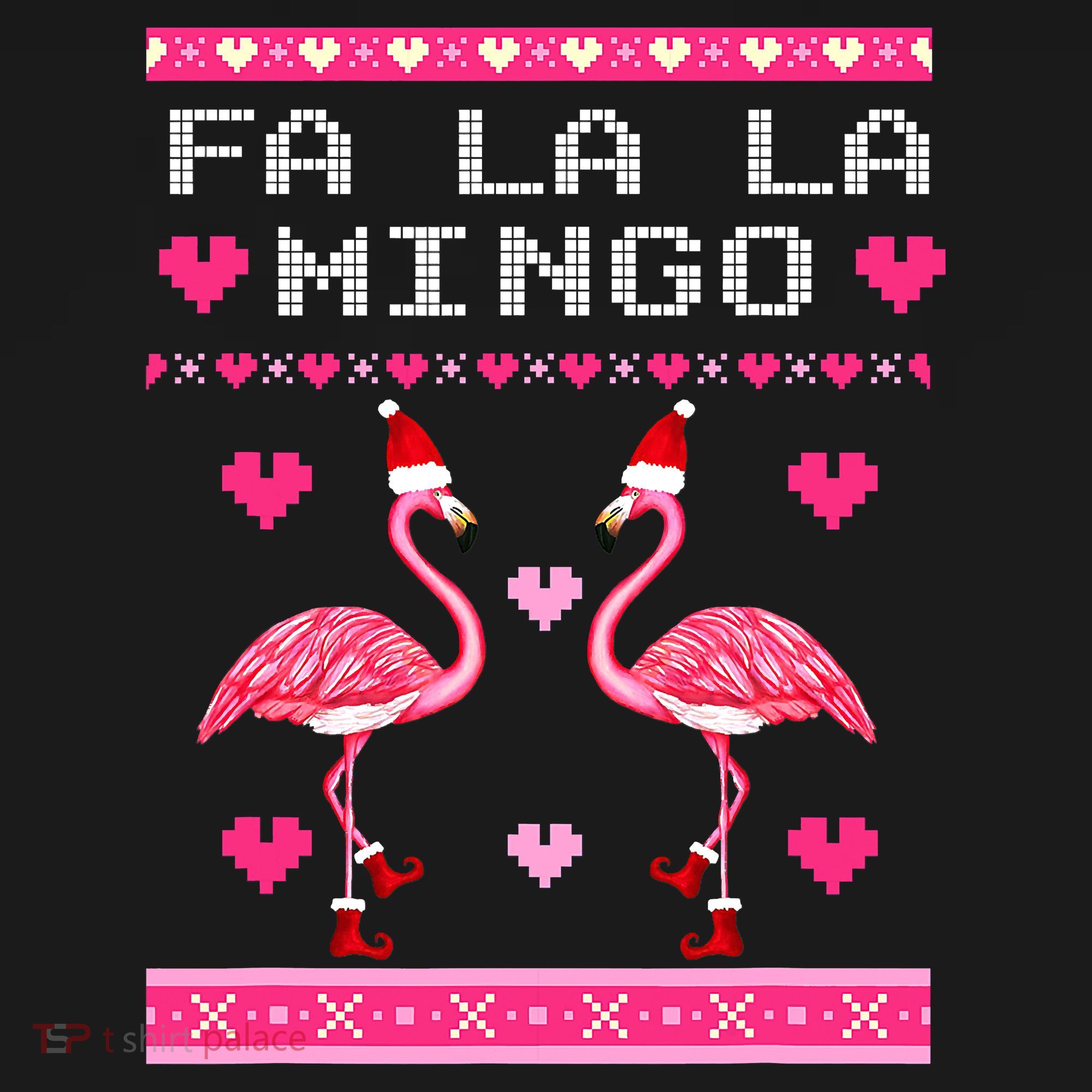 Fa la la Mingo Cute Pink Flamingo Santa Hat Merry Christmas Hoodie