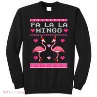 Fa la la Mingo Cute Pink Flamingo Santa Hat Merry Christmas Sweatshirt thumb 0