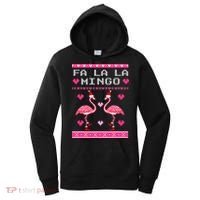 Fa la la Mingo Cute Pink Flamingo Santa Hat Merry Christmas Women's Hoodie thumb 0