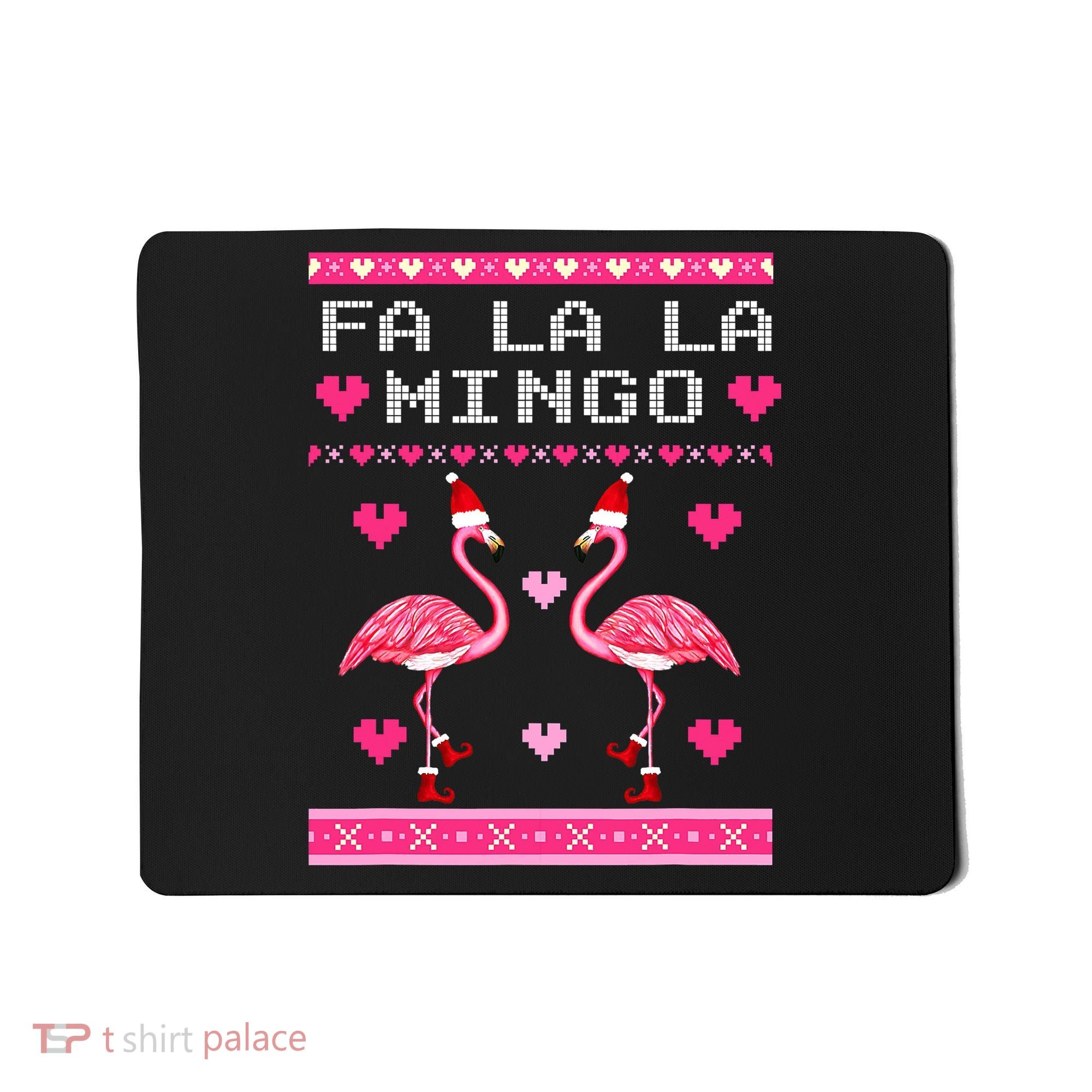 Fa la la Mingo Cute Pink Flamingo Santa Hat Merry Christmas Mousepad
