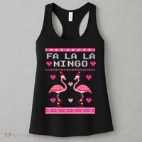 Fa la la Mingo Cute Pink Flamingo Santa Hat Merry Christmas Women's Tank Top thumb 3