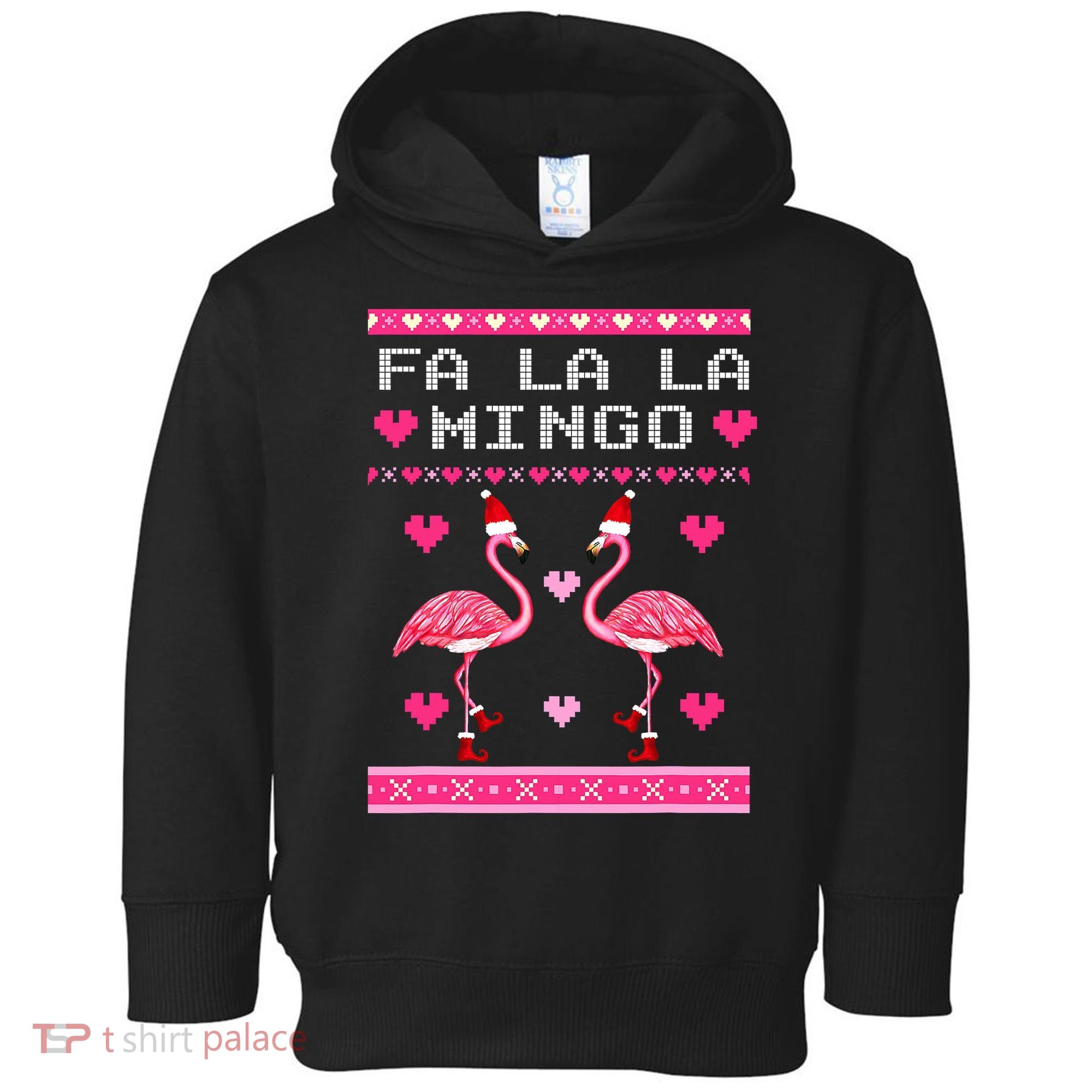 Fa la la Mingo Cute Pink Flamingo Santa Hat Merry Christmas Toddler Hoodie