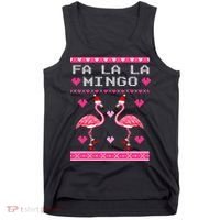 Fa la la Mingo Cute Pink Flamingo Santa Hat Merry Christmas Tank Top thumb 0