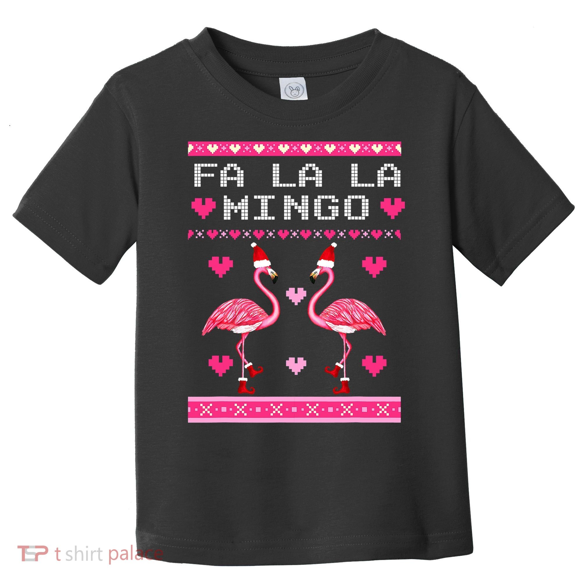 Fa la la Mingo Cute Pink Flamingo Santa Hat Merry Christmas Toddler T-Shirt