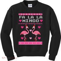 Fa la la Mingo Cute Pink Flamingo Santa Hat Merry Christmas Kids Sweatshirt thumb 0