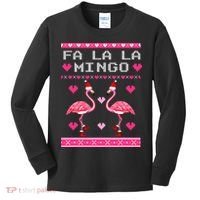 Fa la la Mingo Cute Pink Flamingo Santa Hat Merry Christmas Kids Long Sleeve Shirt thumb 0