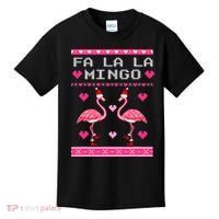 Fa la la Mingo Cute Pink Flamingo Santa Hat Merry Christmas Kids T-Shirt thumb 0