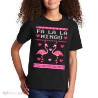 Fa la la Mingo Cute Pink Flamingo Santa Hat Merry Christmas Kids T-Shirt thumb 2