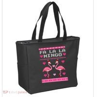 Fa la la Mingo Cute Pink Flamingo Santa Hat Merry Christmas Tote Bag thumb 2