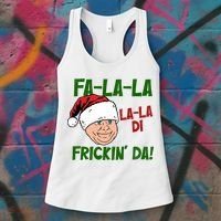 Fa La La La La Di Frickin Da Funny Christmas Women's Tank Top thumb 3