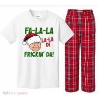 Fa La La La La Di Frickin Da Funny Christmas Kids Plaid Pajama Set thumb 0