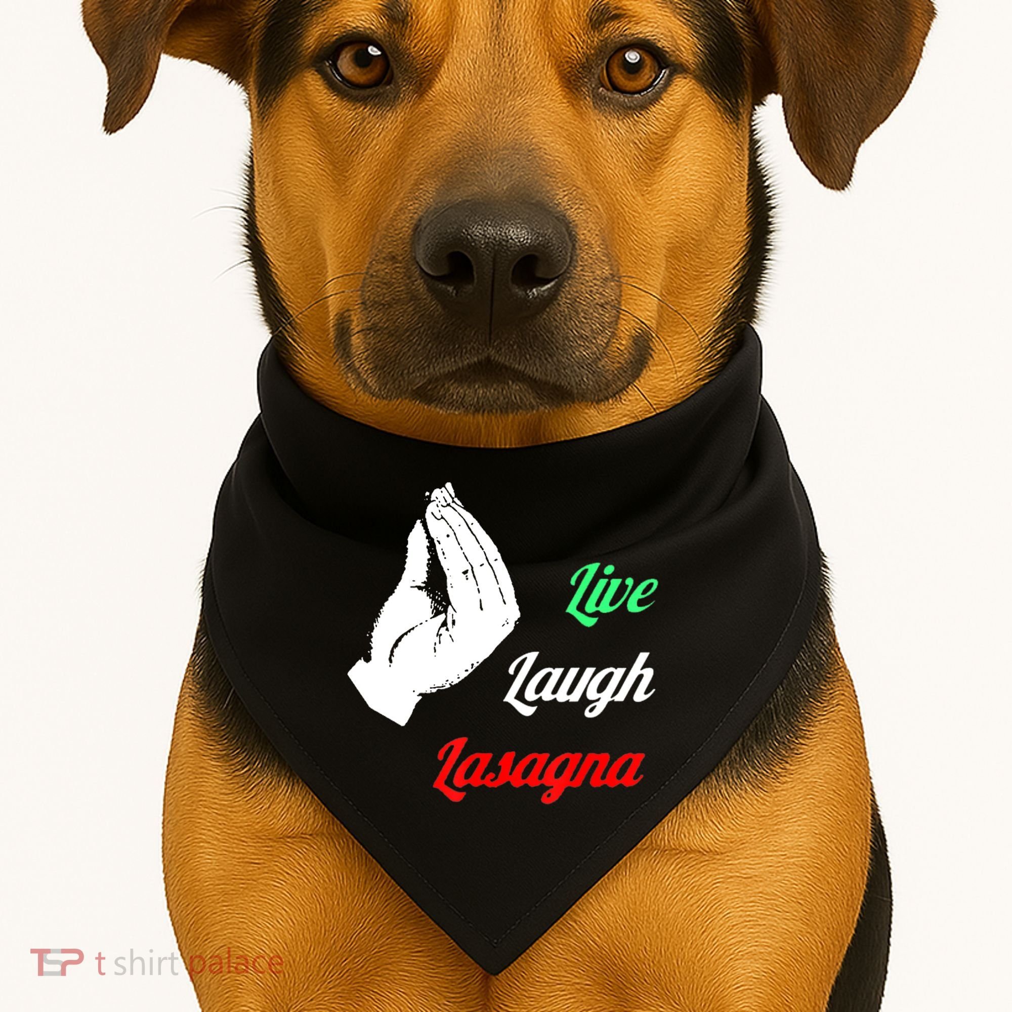 Funny Live Laugh Lasagna Tshirt Funny Lasagna Lovers USA-Made Doggie Bandana