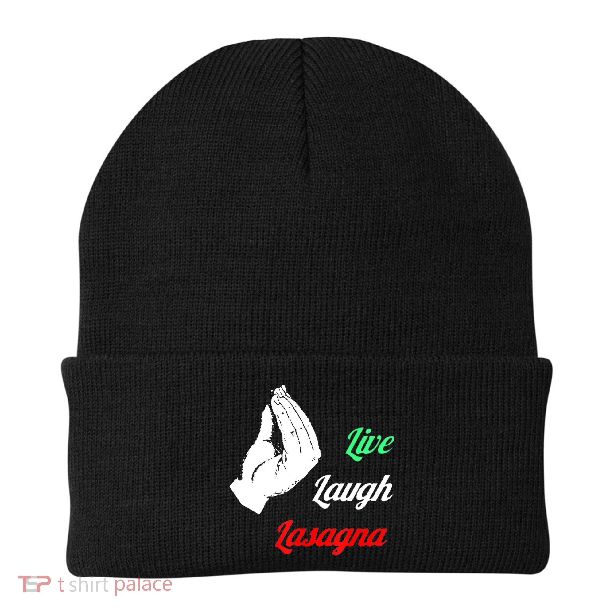 Funny Live Laugh Lasagna Tshirt Funny Lasagna Lovers Beanie