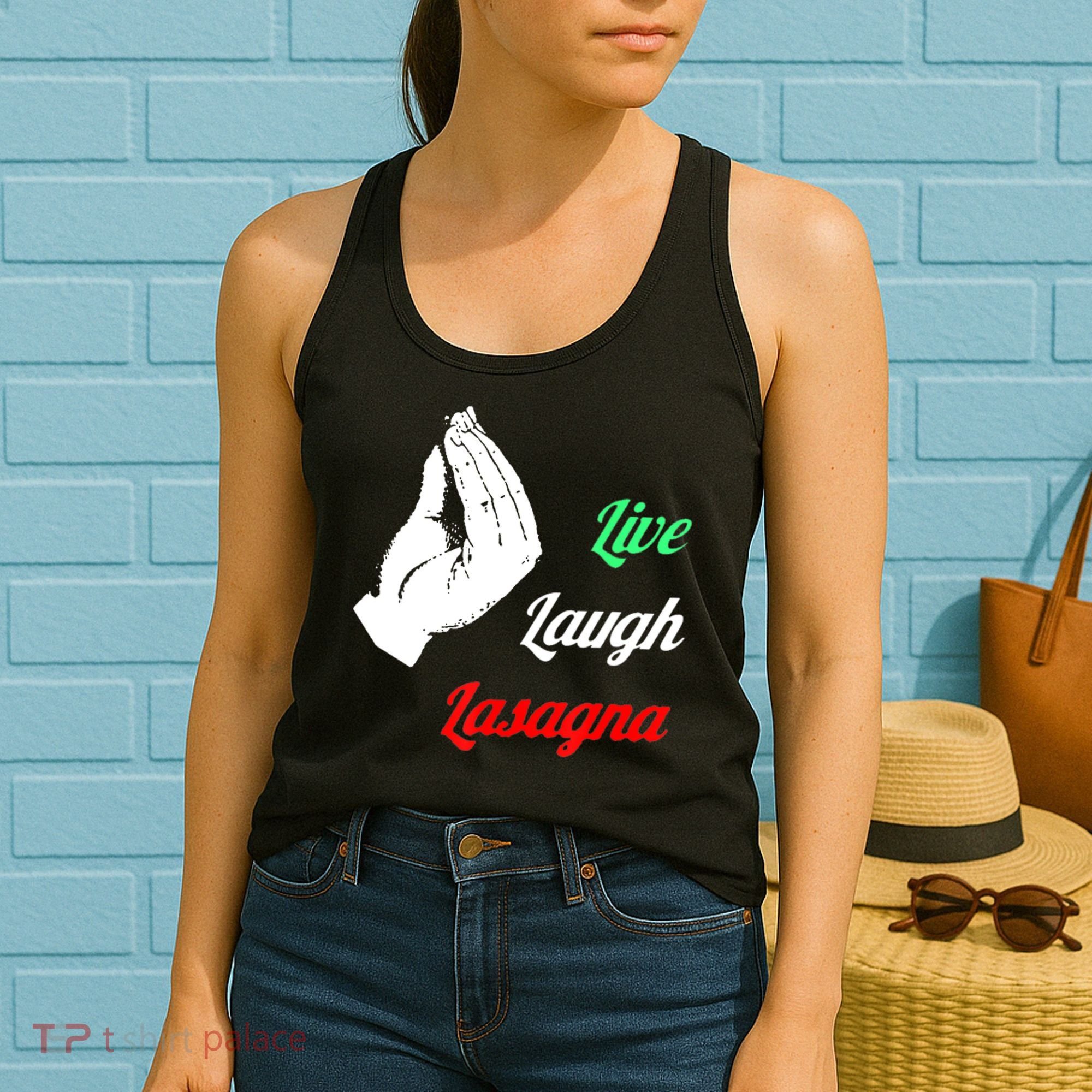 Funny Live Laugh Lasagna Tshirt Funny Lasagna Lovers Women's Tank Top