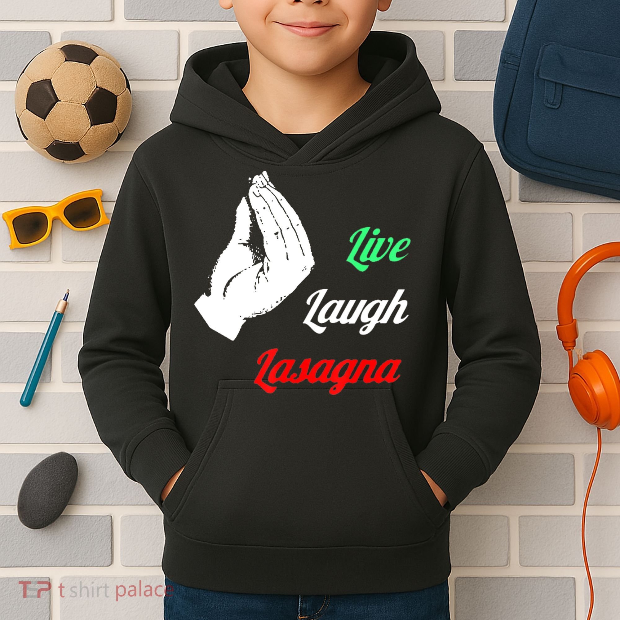 Funny Live Laugh Lasagna Tshirt Funny Lasagna Lovers Kids Hoodie