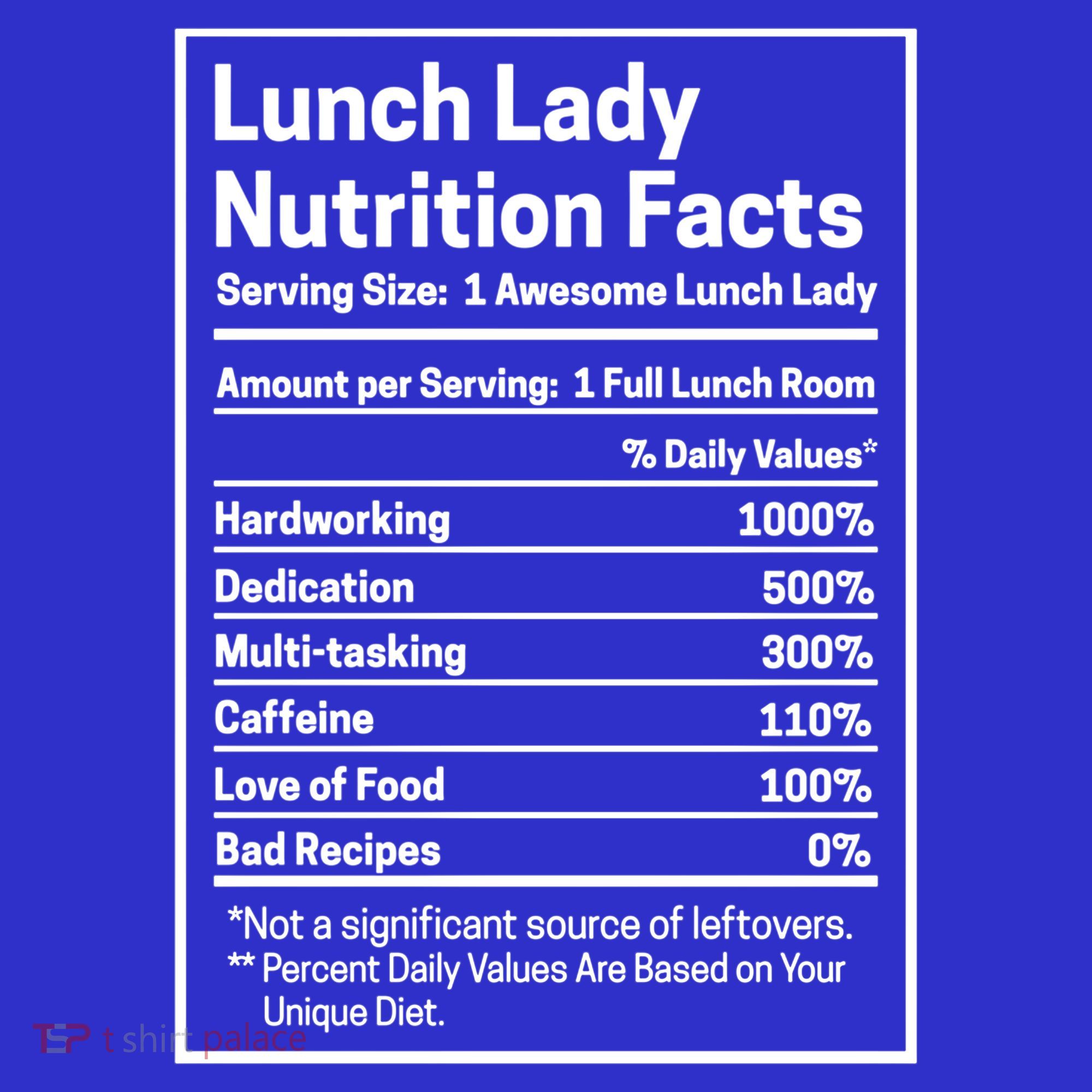 Funny Lunch Lady Nutrition Facts School Cafeteria Cooks Cool Gift Women's Tank Top