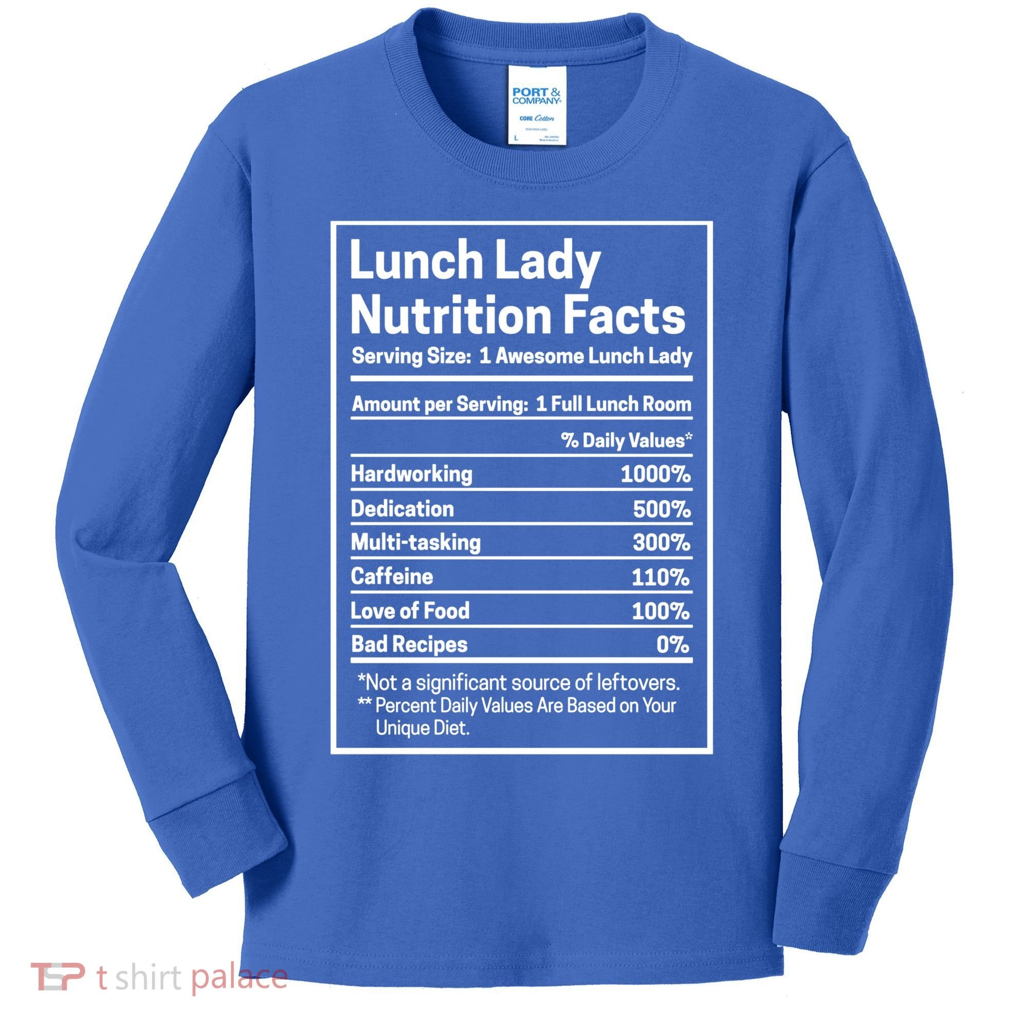 Funny Lunch Lady Nutrition Facts School Cafeteria Cooks Cool Gift Kids Long Sleeve Shirt