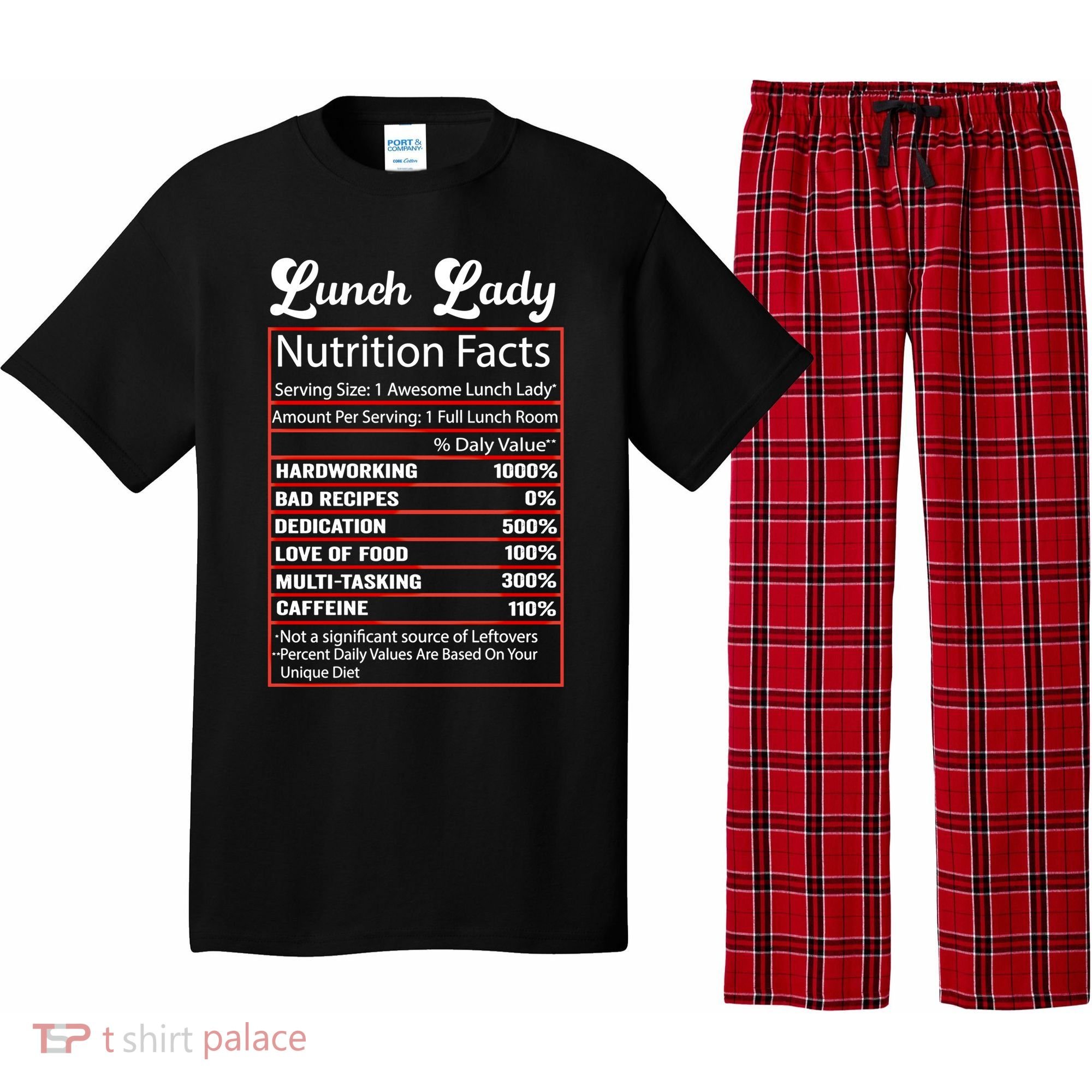 Funny Lunch Lady Nutrition Facts School Cafeteria Cooks Gift Pajama Set