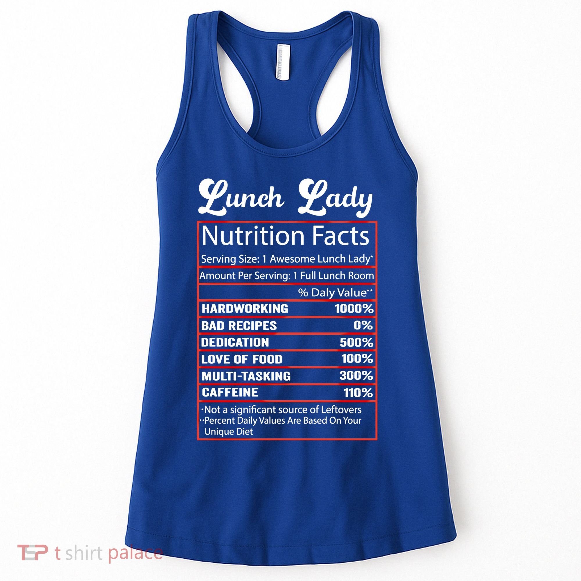 Funny Lunch Lady Nutrition Facts School Cafeteria Cooks Gift Women's Tank Top