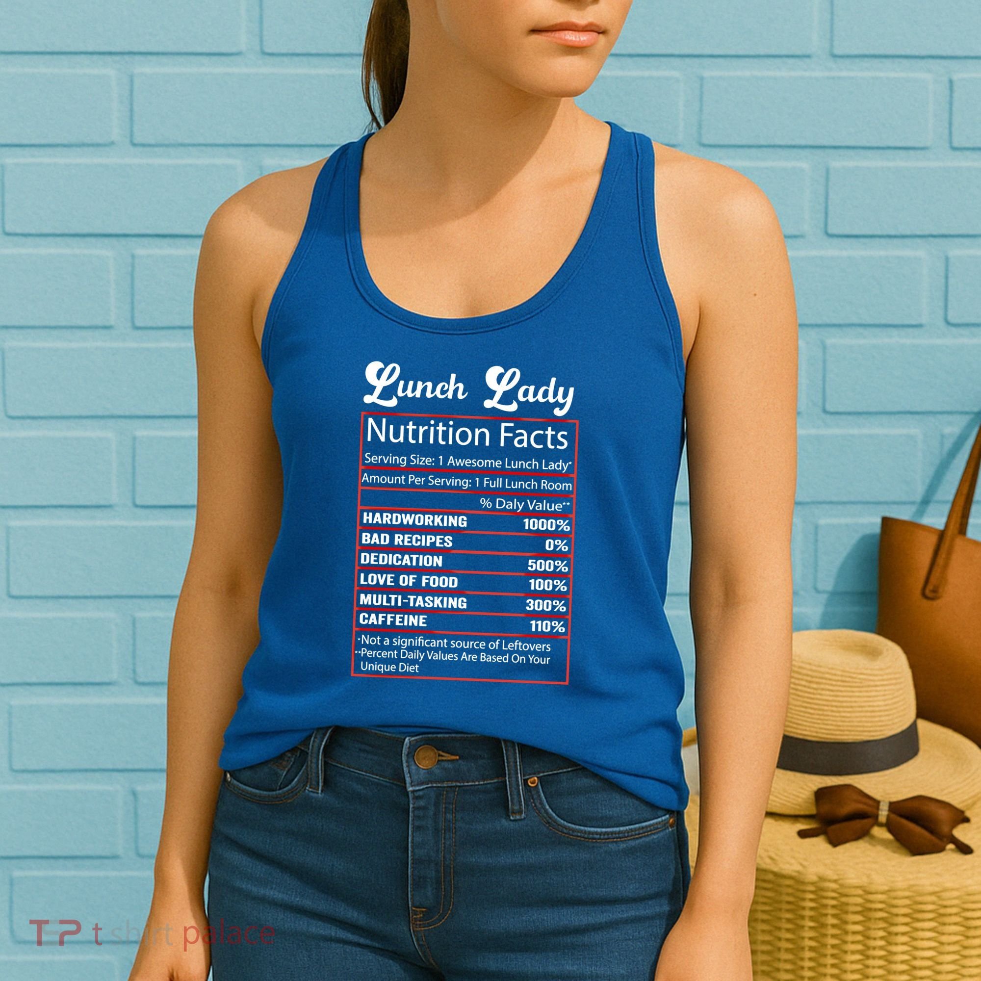 Funny Lunch Lady Nutrition Facts School Cafeteria Cooks Gift Women's Tank Top