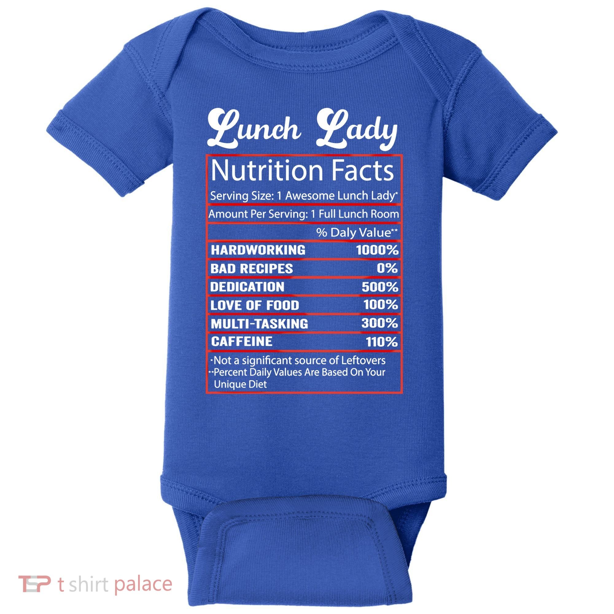 Funny Lunch Lady Nutrition Facts School Cafeteria Cooks Gift Baby Bodysuit