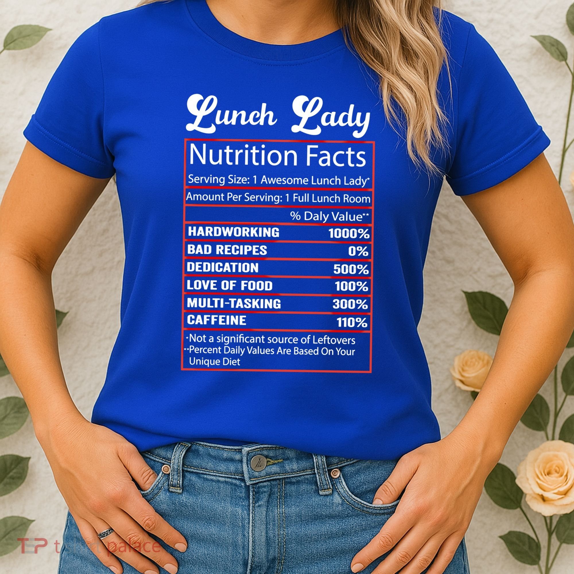 Funny Lunch Lady Nutrition Facts School Cafeteria Cooks Gift Women's T-Shirt