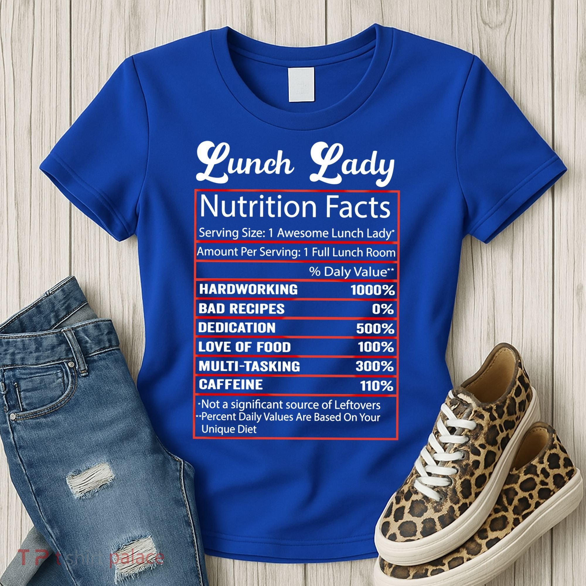Funny Lunch Lady Nutrition Facts School Cafeteria Cooks Gift Women's T-Shirt