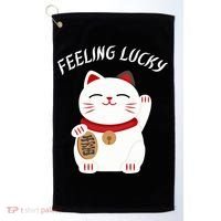 Feeling Lucky Lucky Cat Chinese Lucky Cat Gift Golf Towel thumb 0