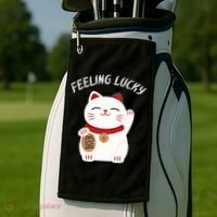 Feeling Lucky Lucky Cat Chinese Lucky Cat Gift Golf Towel thumb 2