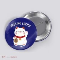 Feeling Lucky Lucky Cat Chinese Lucky Cat Gift Button thumb 0