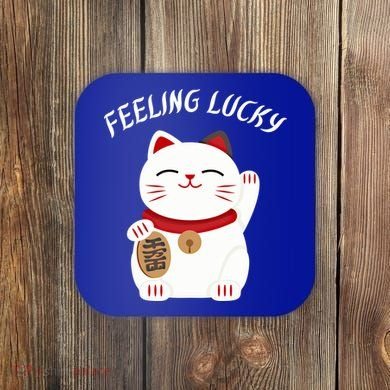 Feeling Lucky Lucky Cat Chinese Lucky Cat Gift Coaster