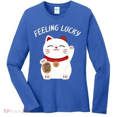 Feeling Lucky Lucky Cat Chinese Lucky Cat Gift Women's Long Sleeve Shirt