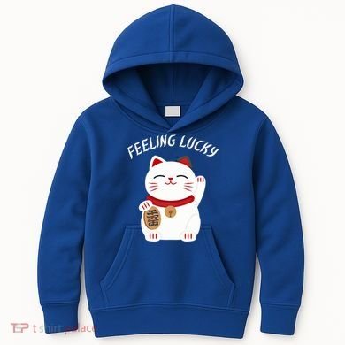 Feeling Lucky Lucky Cat Chinese Lucky Cat Gift Kids Hoodie