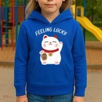 Feeling Lucky Lucky Cat Chinese Lucky Cat Gift Kids Hoodie thumb 3