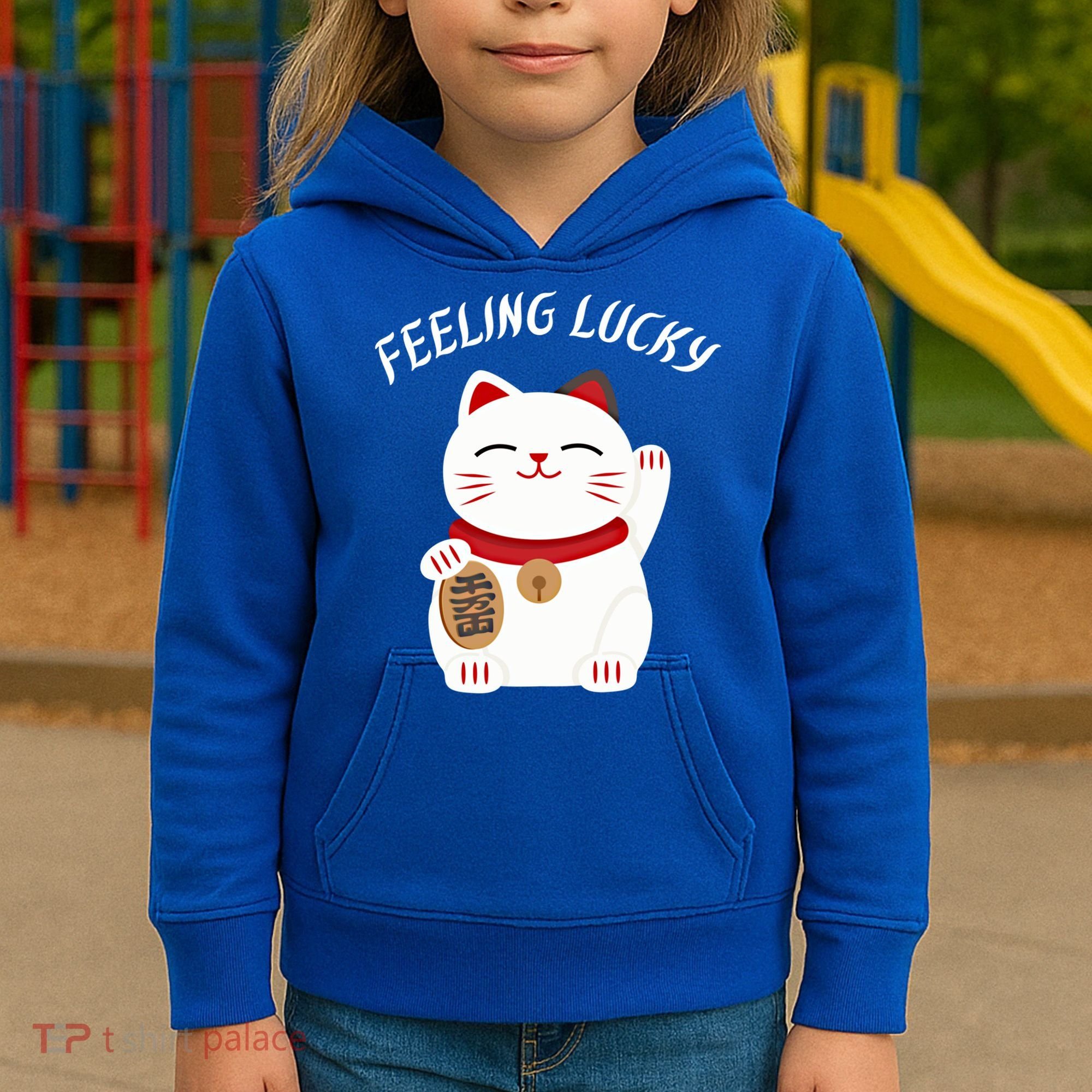 Feeling Lucky Lucky Cat Chinese Lucky Cat Gift Kids Hoodie