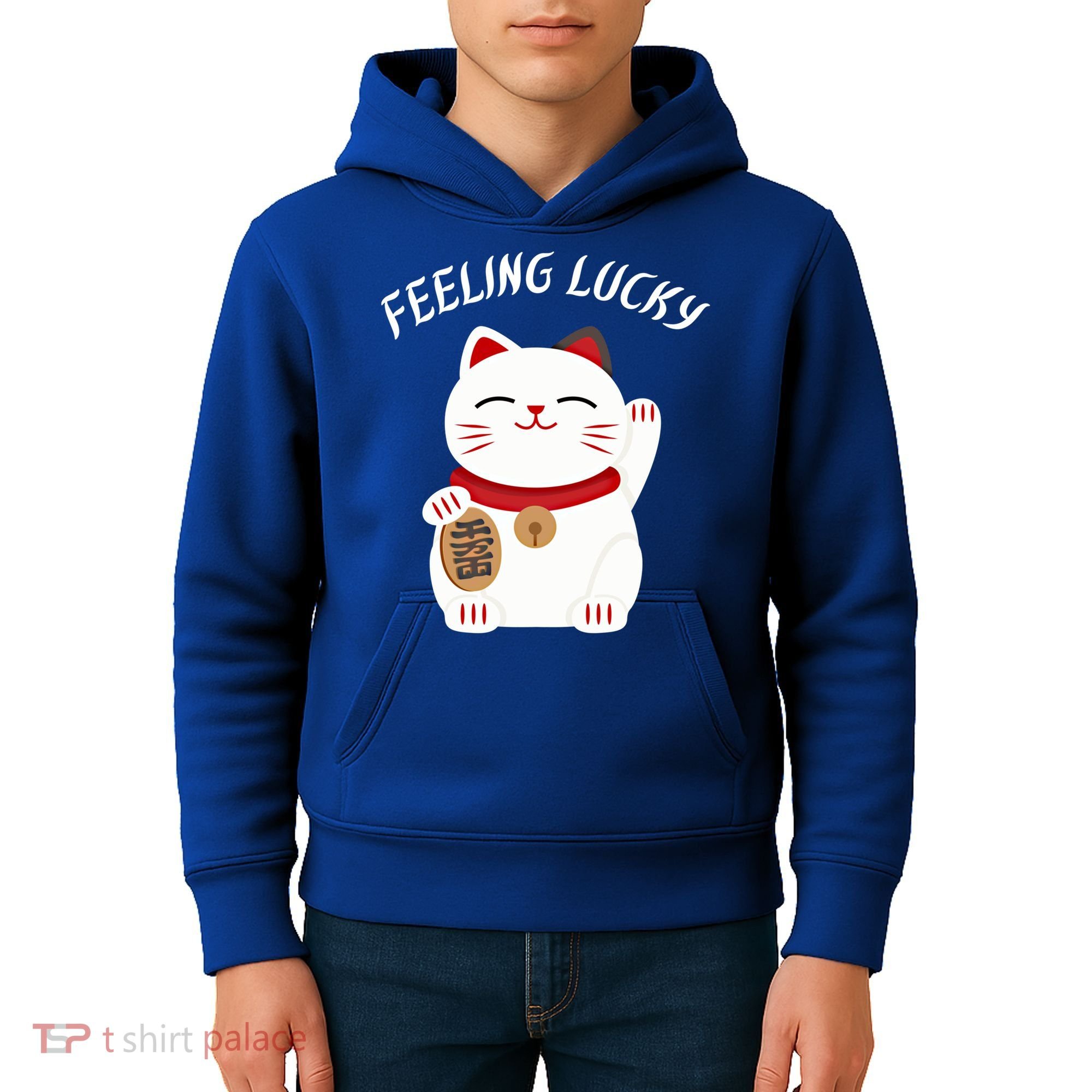 Feeling Lucky Lucky Cat Chinese Lucky Cat Gift Kids Hoodie