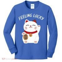 Feeling Lucky Lucky Cat Chinese Lucky Cat Gift Kids Long Sleeve Shirt thumb 0