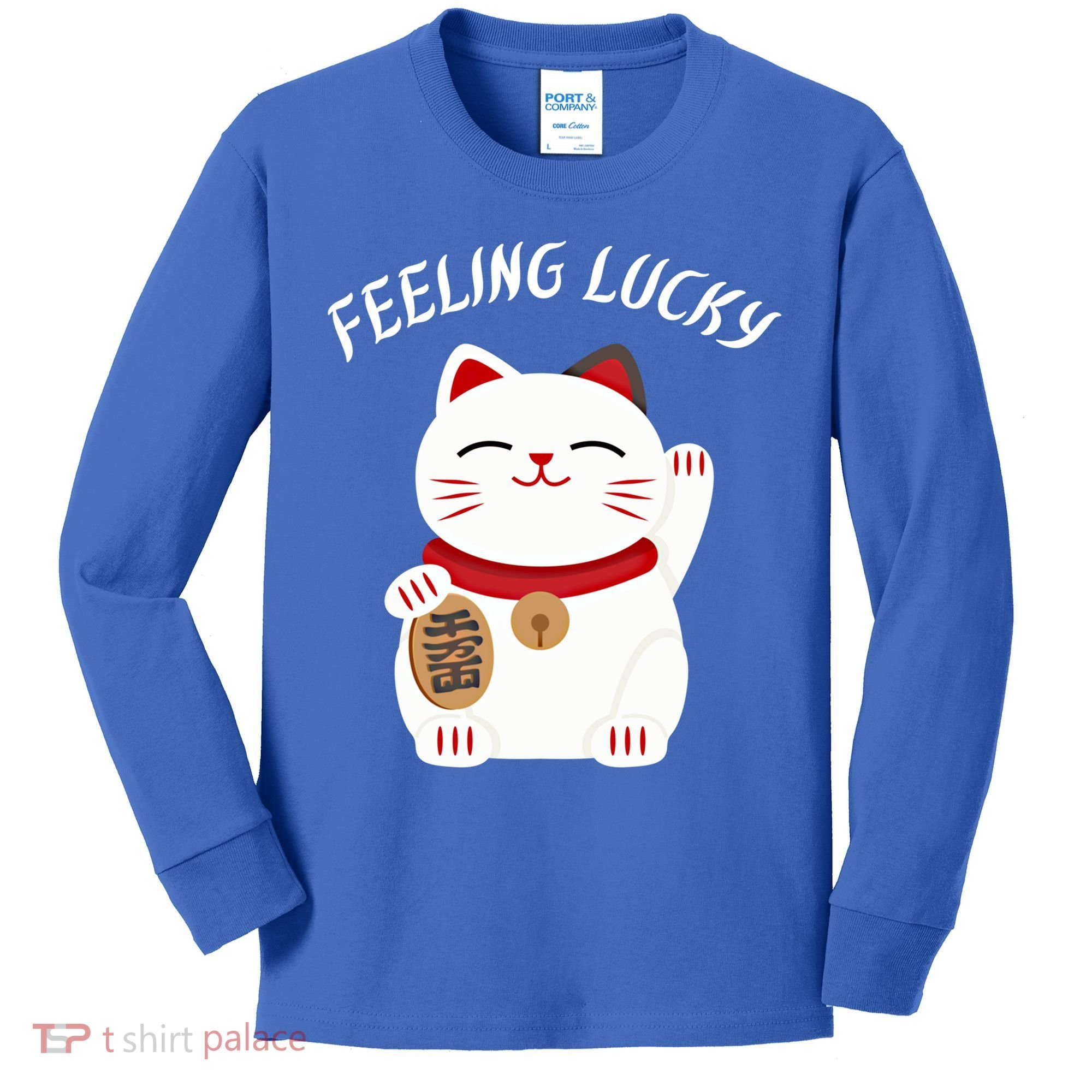 Feeling Lucky Lucky Cat Chinese Lucky Cat Gift Kids Long Sleeve Shirt