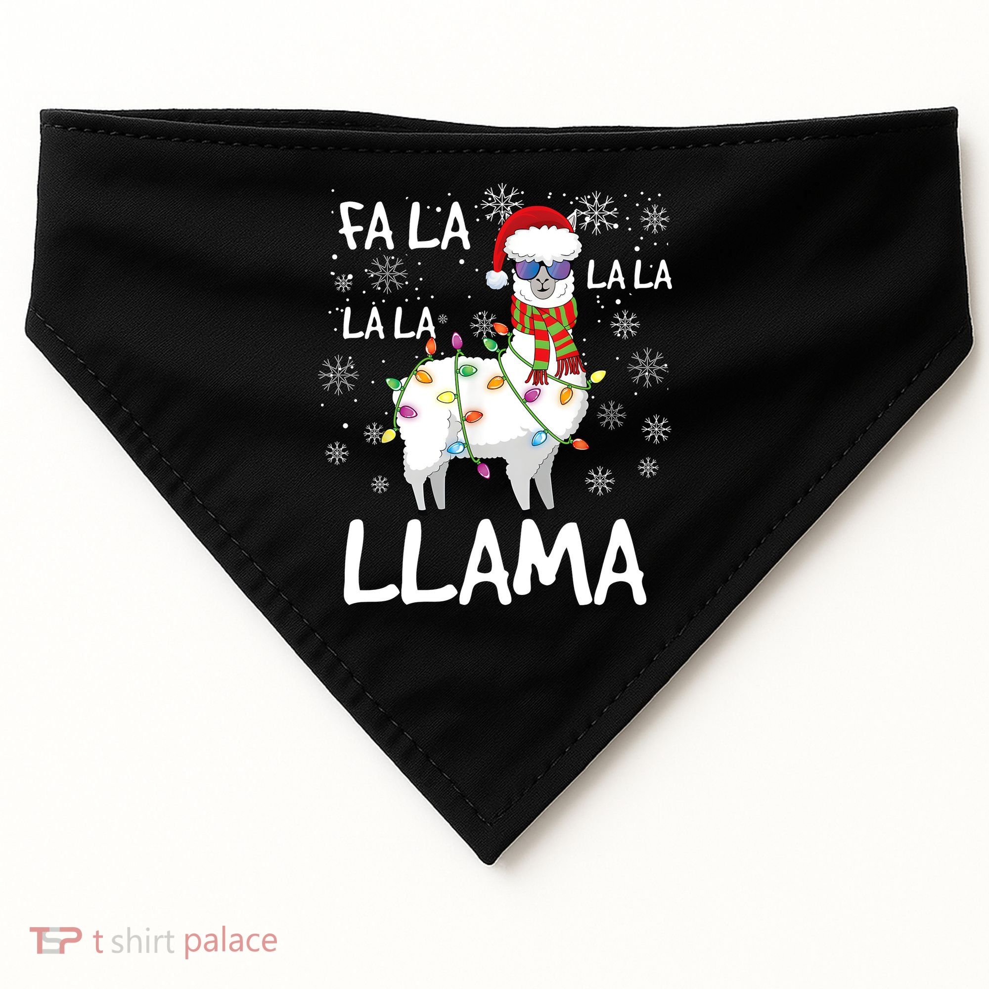 Fa La La Llama Funny Llama Christmas USA-Made Doggie Bandana