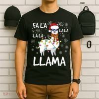 Fa La La Llama Funny Llama Christmas T-Shirt thumb 6