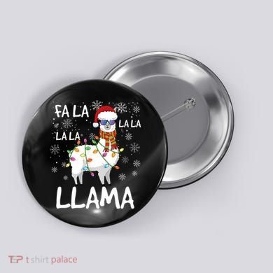 Fa La La Llama Funny Llama Christmas Button