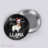 Fa La La Llama Funny Llama Christmas Button thumb 0
