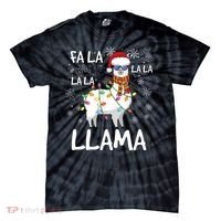 Fa La La Llama Funny Llama Christmas Tie-Dye T-Shirt thumb 0