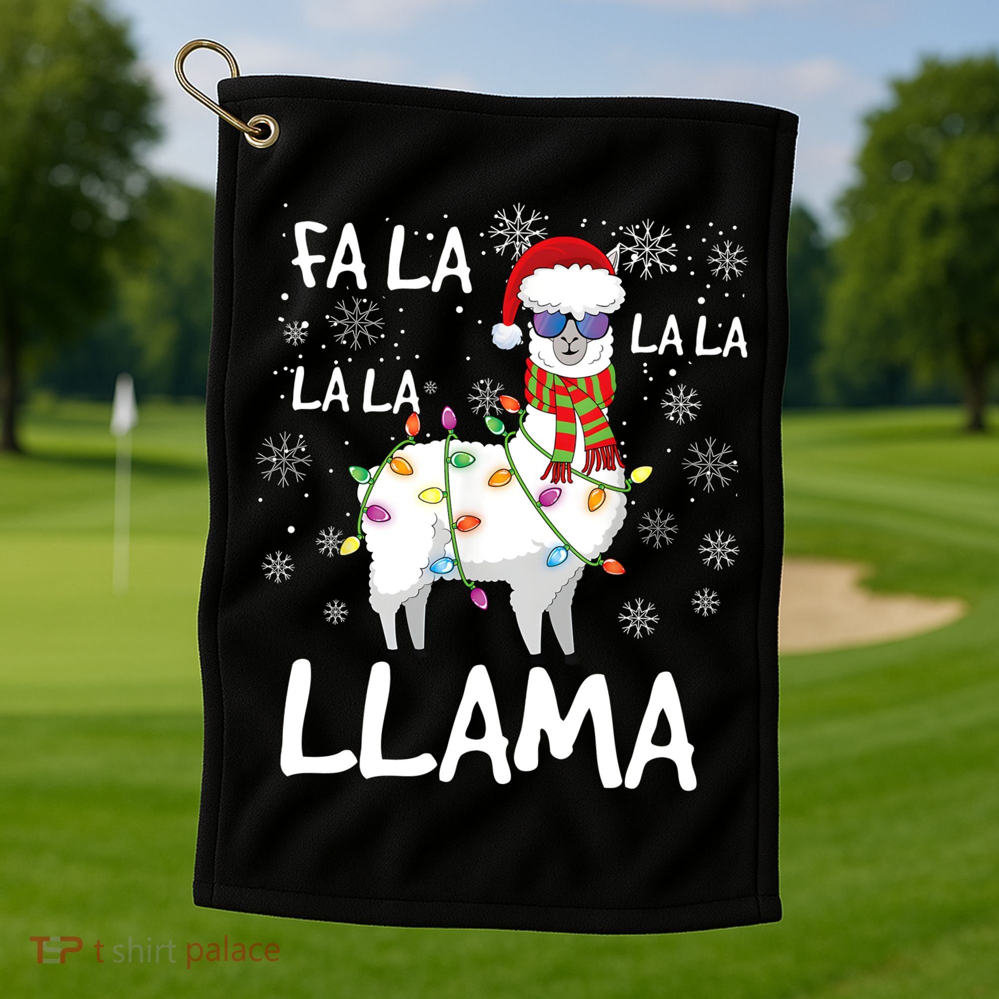 Fa La La Llama Funny Llama Christmas Golf Towel