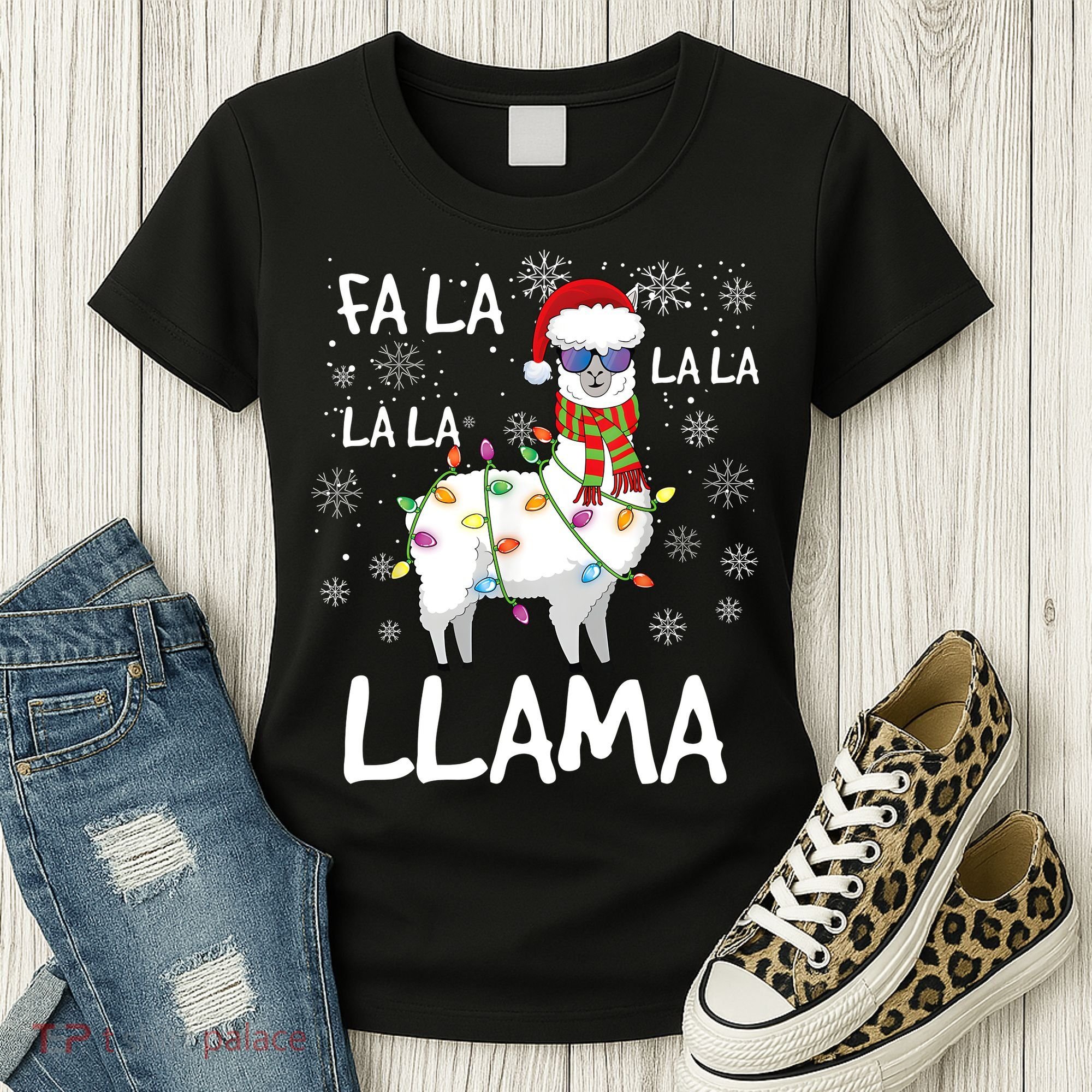 Fa La La Llama Funny Llama Christmas Women's T-Shirt
